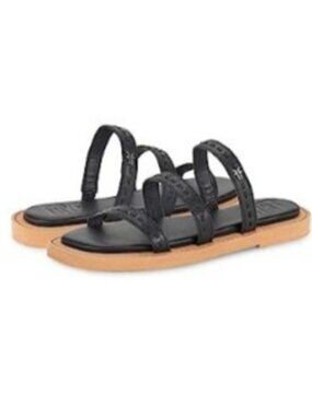 Frye Faye Strappy Slide Leather Sandal Black Size 8 New